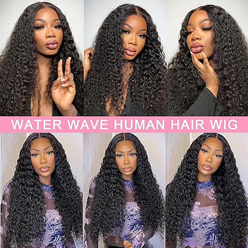 ISEE Hair Pre Bleached Knots 7x5 Water Wave Wig Wear And Go Glueless Human Hair Wig Transparent Pre Cut Pre Plucked Curly Wigs