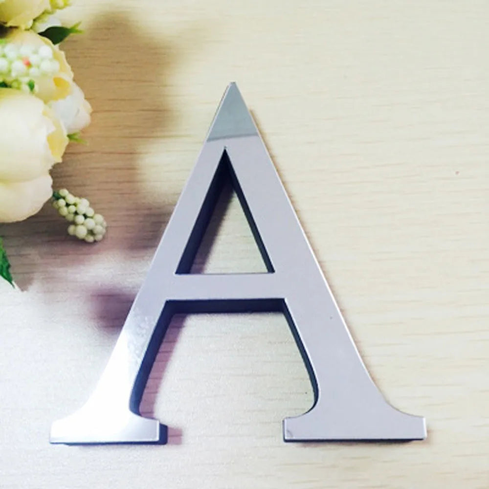 Gold English Letters Wall Stickers 20cm Acrylic Wall Art Alphabet Self-adhesive 3D Mirror+EVA Numbers Ornaments For Home Decor