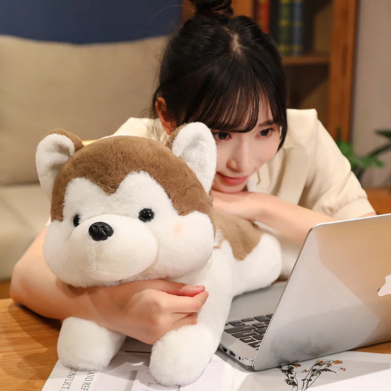 30/40CM Cute Husky Dog Plush Toy Stuffed Animal Soft Kawaii Lying Brown Pet Puppy Pillow Doll Toys for Xmas Gift