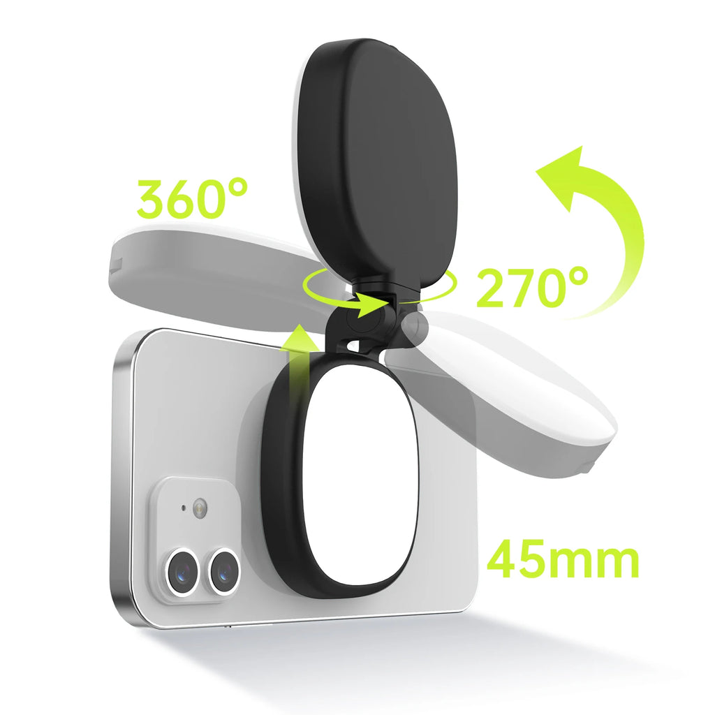 Magnetic Multi-functional Mobile phone Selfie mirror Mini Fill light dual-colour adjustable reversible fill light bracket