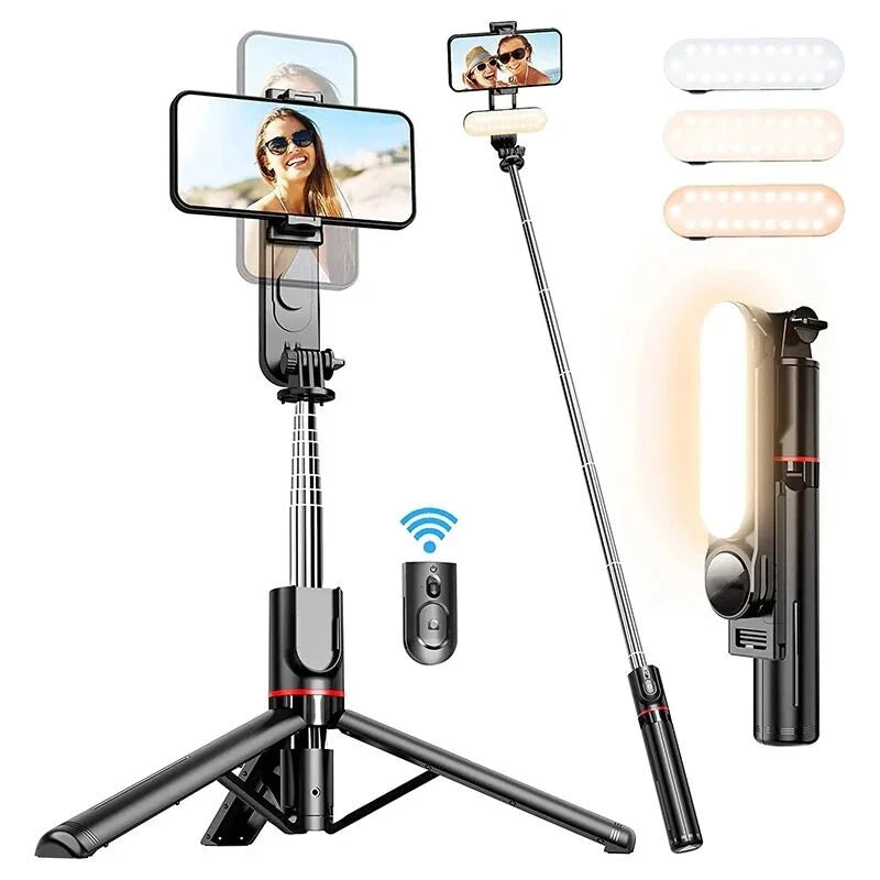 FANGTUOSI 2026 New L15 Wireless Selfie Stick Tripod Stand Foldable Monopod With Led Light For Smartphones Tiktok Shooting Live