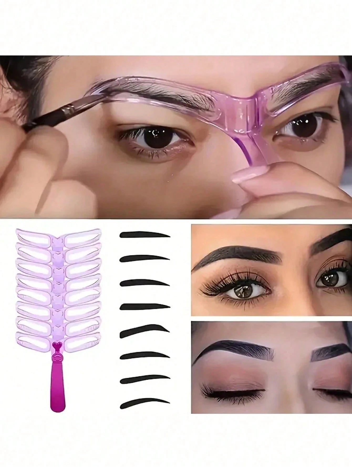 8Pcs Reusable Eyebrow Stencils,Eyebrow Shaping Kit,Eyebrow Makeup Template,Eyebrow Shaper-8 Styles For Different Eyebrow Shapes