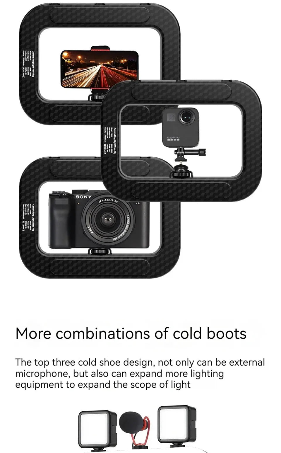 New Handheld Ring LED Rechargeable Fill light Portable Mobile Phone Live Broadcast selfie Photography Desktop Rabbit Cage