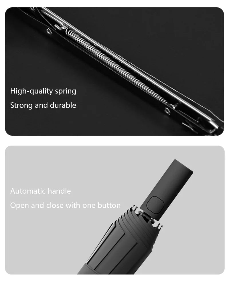 Automatic Umbrella 24 Bone Solid Color Automatic Umbrella Light Collapsible Large Size Outdoor Sunshade Uv Protection New