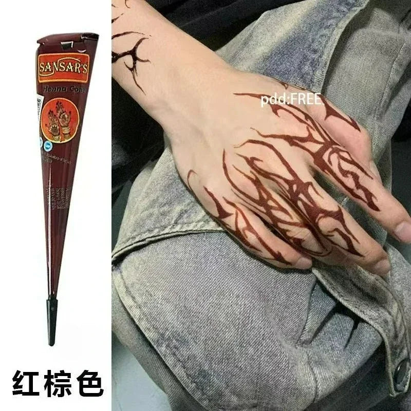 25g Indian Henna Dark Red Tattoo Paste Temporary Henna Cones For Tattoo Body Art Sticker Special Body Art Paint Henna