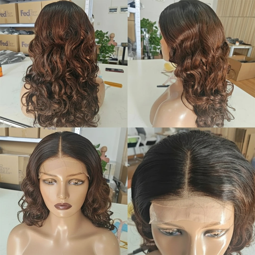 Blonde Wig Ombre Brown Colored Human Hair Wig 250 Density Loose Deep Wave Lace Frontal Glueless Wigs Human Hair Ready To Wear