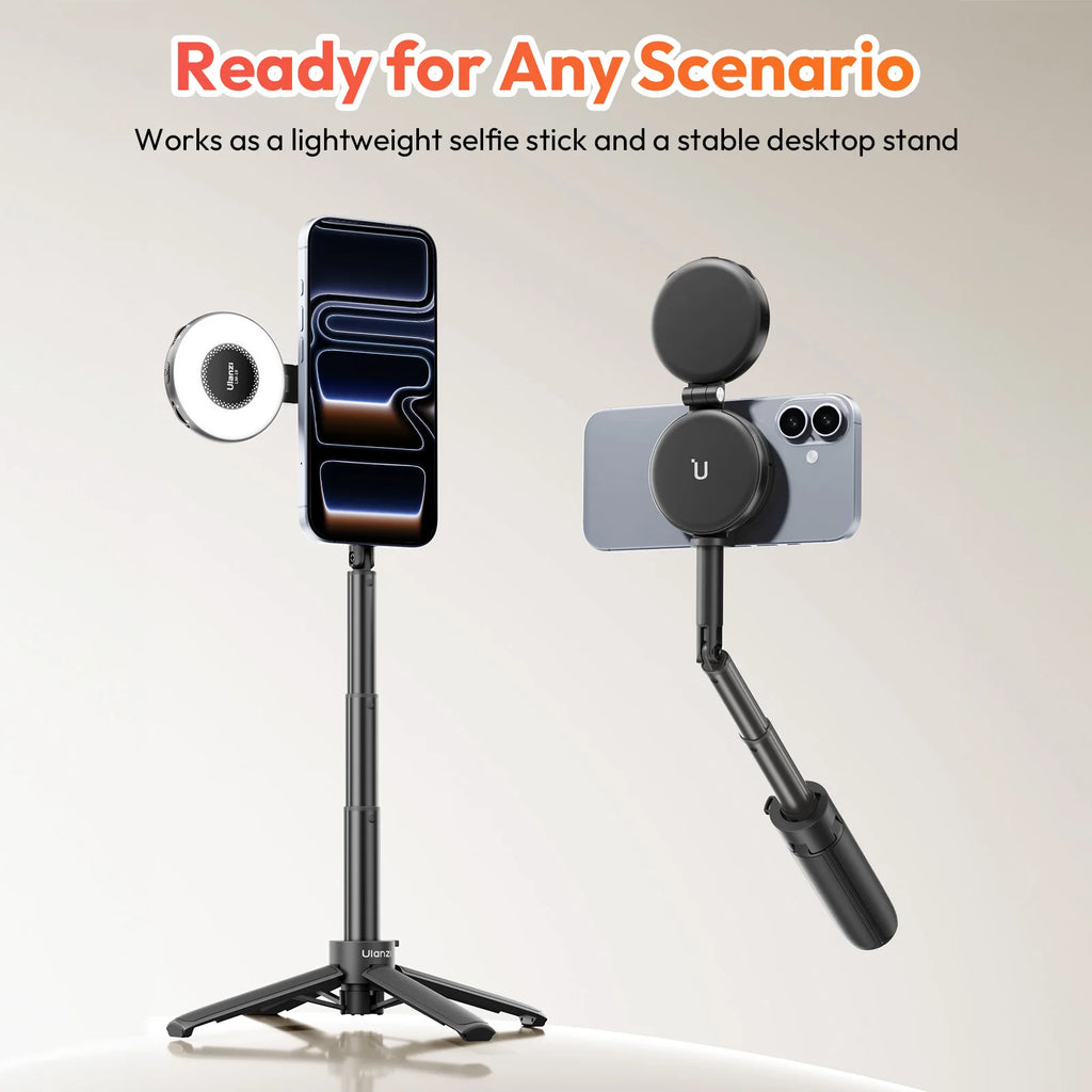Ulanzi MT71 MagLock Mini Selfie Stick 4-Section Extendable Pole Cell Phone Accessories Tripod for Vlog Tiktok Live Streaming