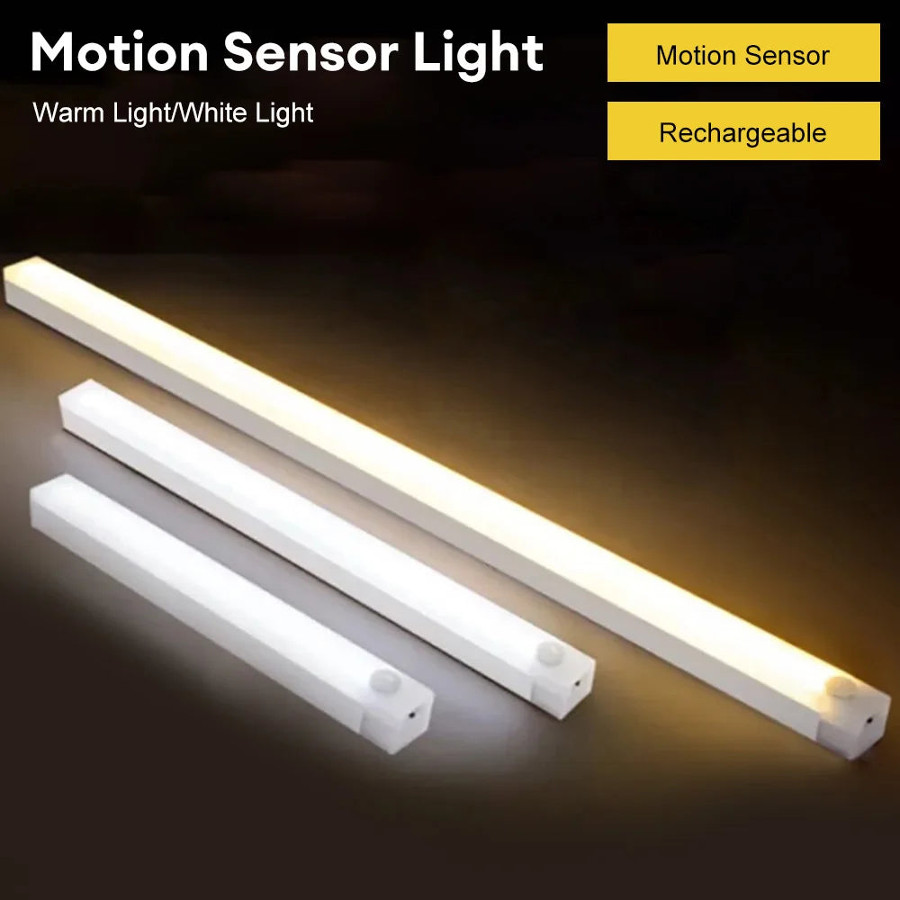 LED Motion Sensor Light Wireless LED Night Light Type C Rechargeable Light Cabinet Wardrobe Lamp Staircase Backlight For Kitchen