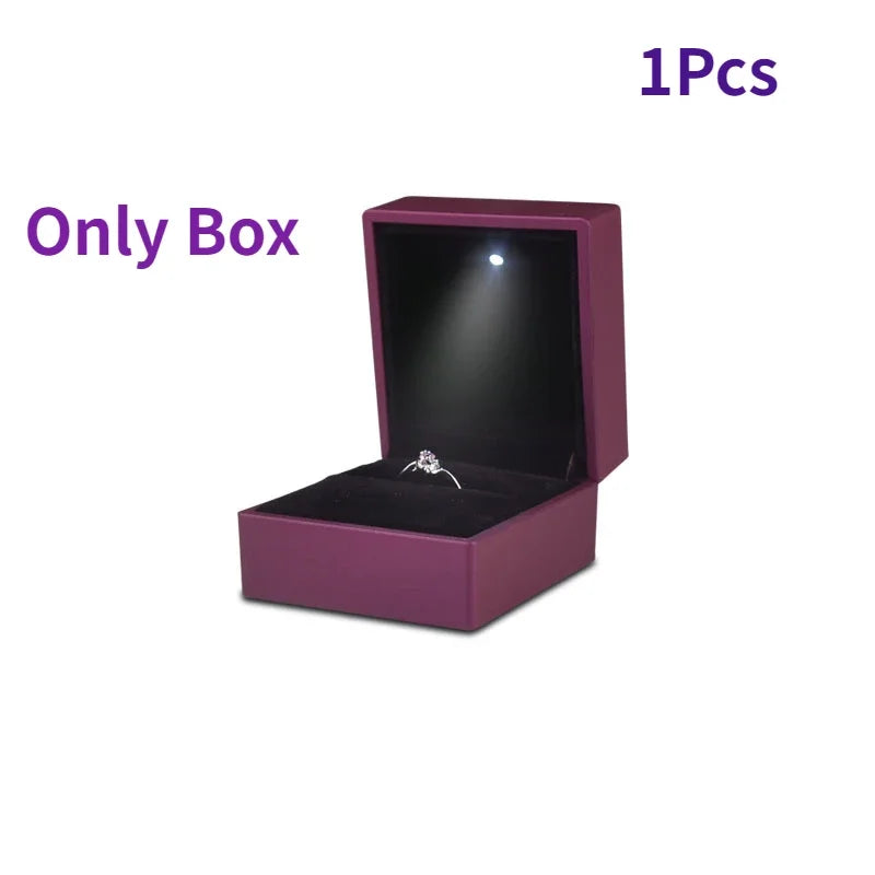 2024 Luxury Ring Box With LED Light Jewelry Diamond Ring Box for Engagement Wedding Birthday Valentine's Day Gift Box