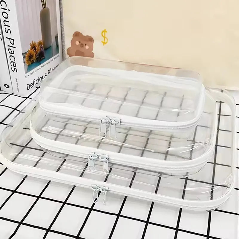 Plastic Zippered Pouch Hard Bins Storage Bins Stackable Waterproof Zippered Hard Pouch Clear Hard Shell Zipper Case