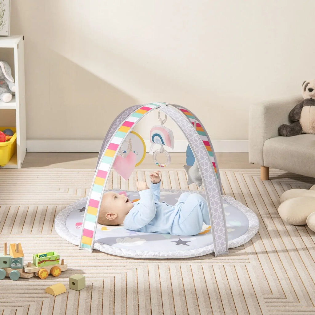 DORTALA Baby Play Mat 7-in-1 Tummy Time Infant Toddler Activit Mat w/ 5 Detachable Toys