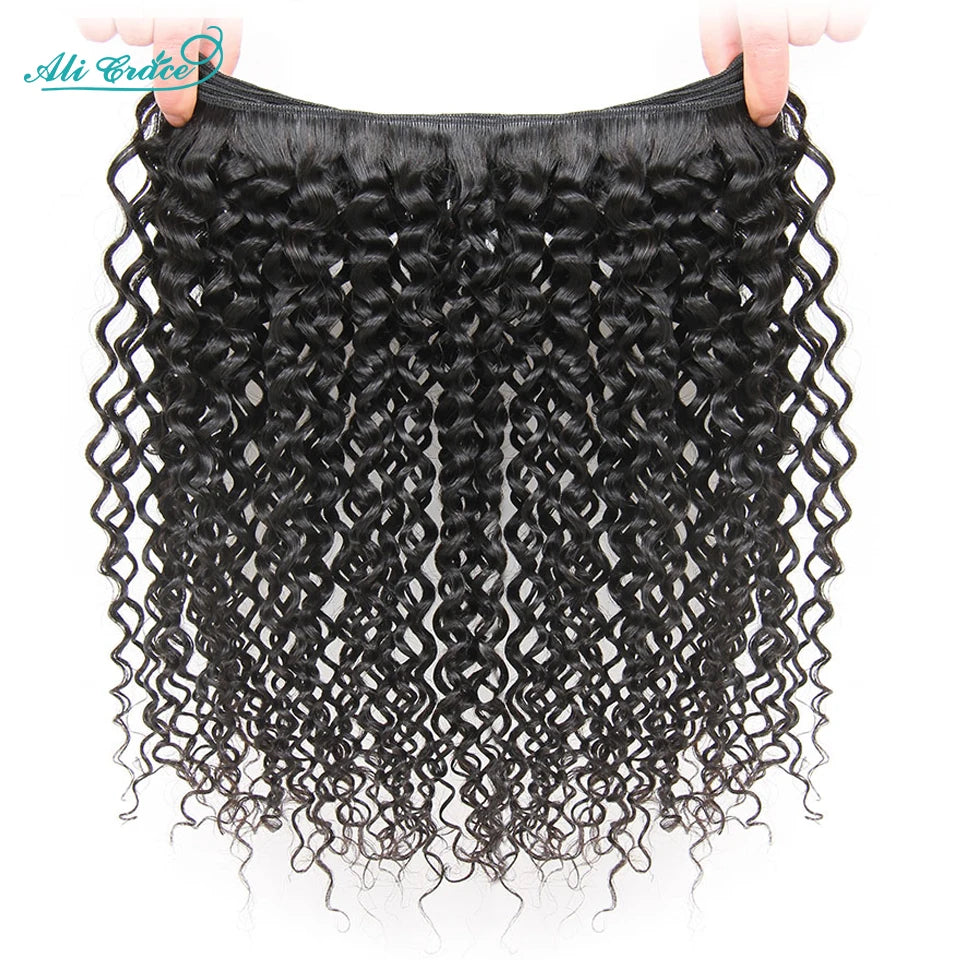 ALI GRACE Hair Brazilian Kinky Curly Hair 3 Or 4 Bundles 10-28 Inch Natural Color 100% Remy Human Hair Curly Weave Hair Bundles