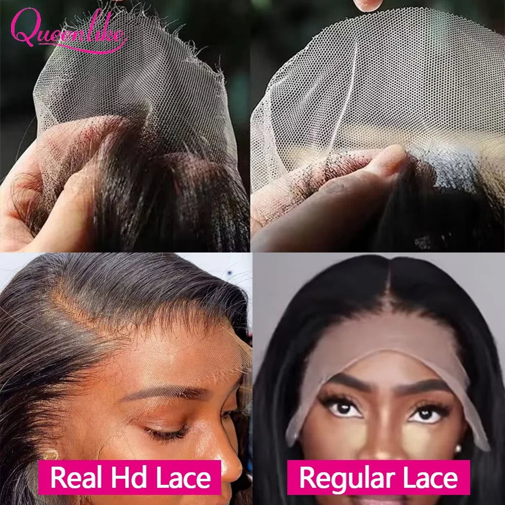 Queenlike Hair Real HD Lace Wig Raw Human Hair 13x4 Full Frontal Wigs Human Hair Straight HD Transparent Lace Human Hair Wigs