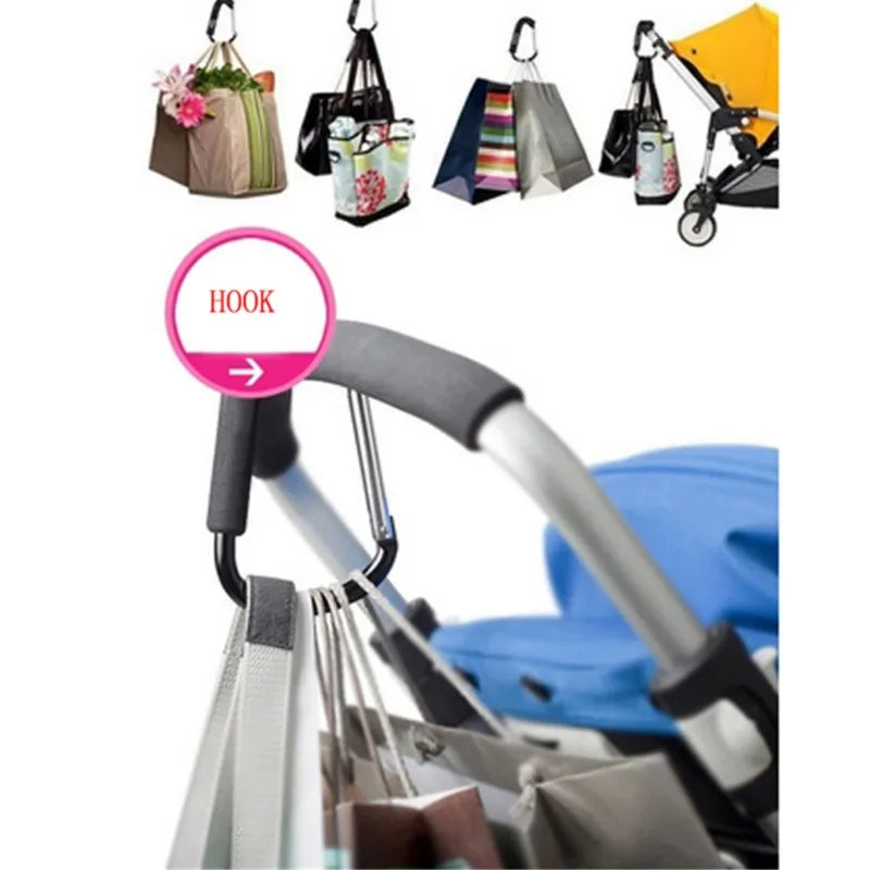 Large Carabiner Stroller Hooks Organizer Aluminum D Ring Spring Snap Keychain Clip Carry Handle for Hanging Purses Shopping Bags