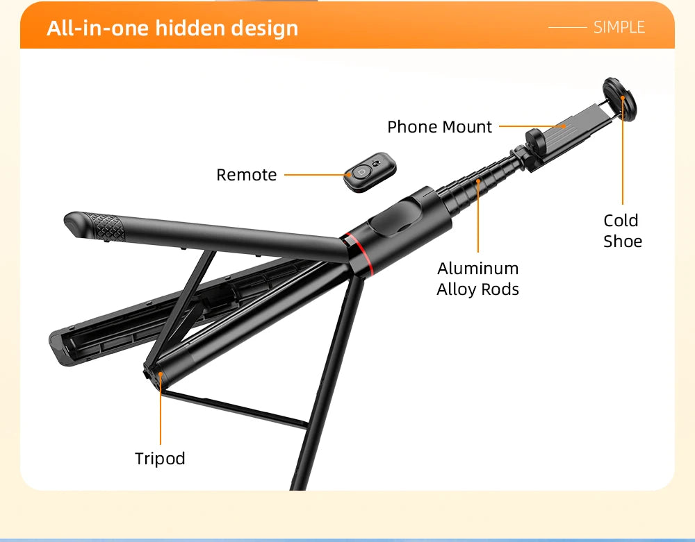 Wireless Selfie Stick Tripod for Smartphone, Aluminum Alloy 72 inch Selfie Stick Portable for iPhone 13 14 pro max Android Phone