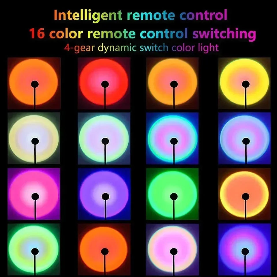 RGB Sunset Projector Lamp, 16 Colors Rainbow Atmosphere Light for Bedroom Wall, Mood Lighting Decor for Parties Home Decoration