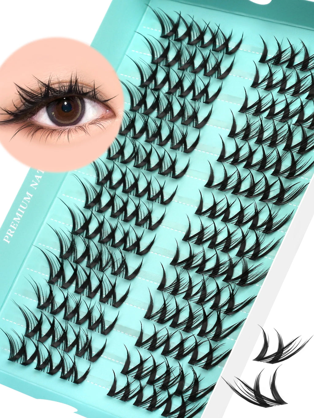 GROINNEYA Cluster Eyelashes Cat Eye Lashes Natural long Lashes Individual Lashes Mixed Tray Eyelash Extension Diy Lashes