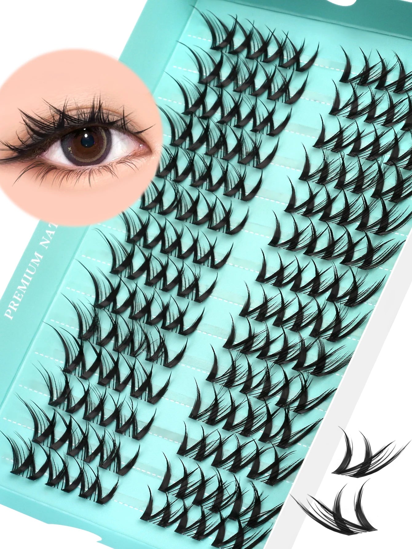 GROINNEYA Cluster Eyelashes Cat Eye Lashes Natural long Lashes Individual Lashes Mixed Tray Eyelash Extension Diy Lashes