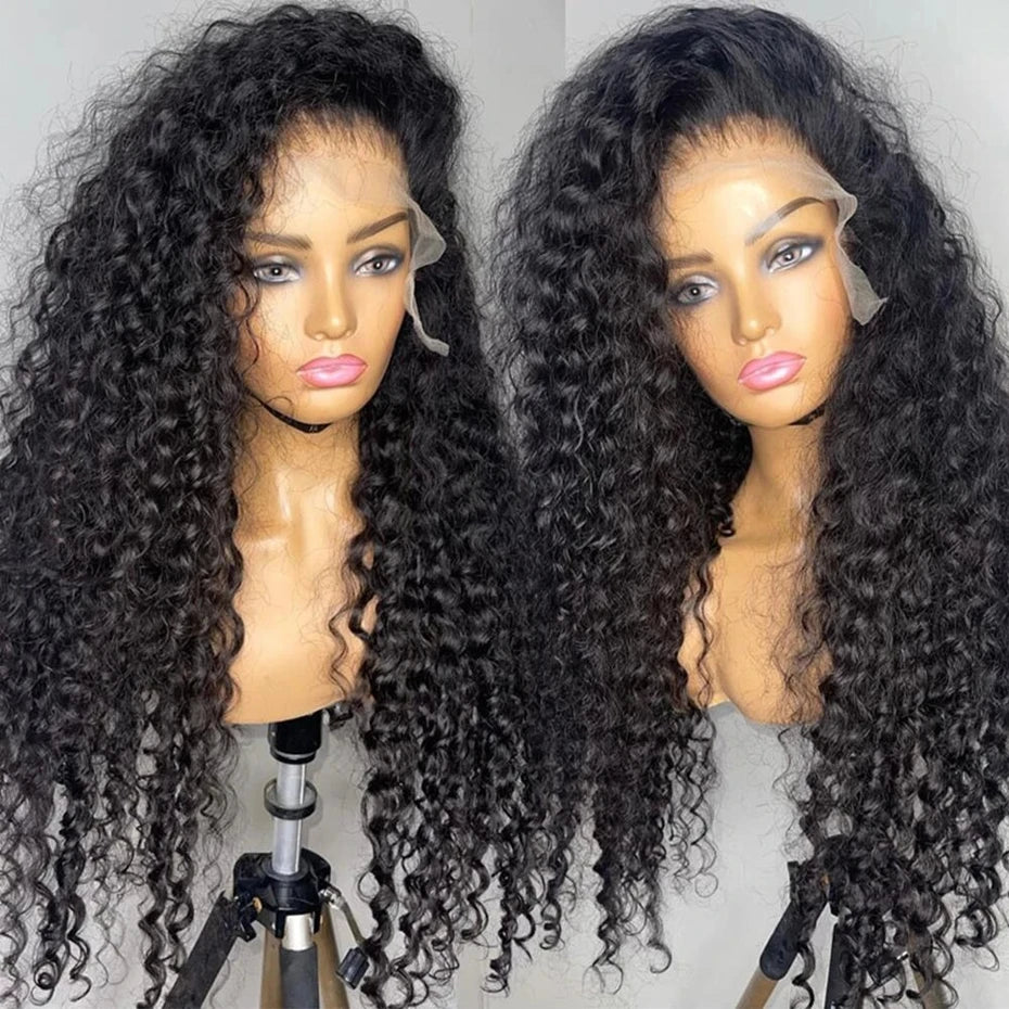 34 36Inch Deep Wave 13x4 13x6 Transparent Lace Frontal Wig Human Hair Water Curly 4x4 Lace Closure Wigs For Black Women Bling