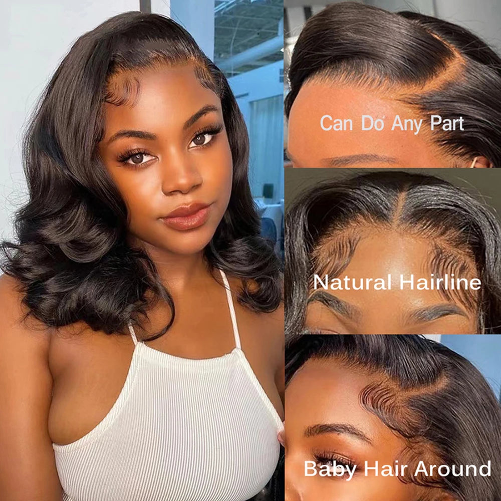 Premium Brazilian Body Wave Wig - 4x4 Lace Closure Human Hair Bob Wig for Women