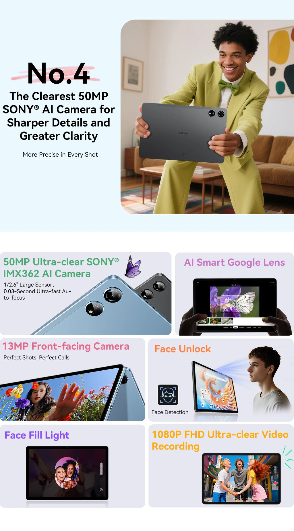 【World premiere】Blackview MEGA 3 Tablet 12.1" 2.5K 90Hz Display 12GB 256GB 8800mAh 50MP Camera 33W Fast Charging Android 15 Pa