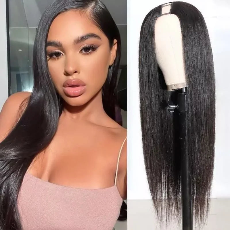 Isee Silky Straight U Part Wigs For Women Glueless Malaysian Straight 100% Human Hair Wigs 180% Density  U Shape Wigs