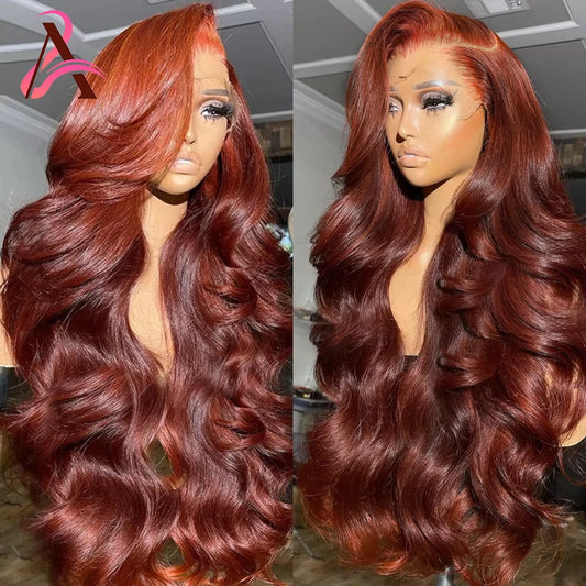HD Reddish Brown Glueless Wigs Human Hair Dark Red Brown Body Wave 13x4 Lace Front Human Hair Wigs Brazilian Pre Plucked On Sale
