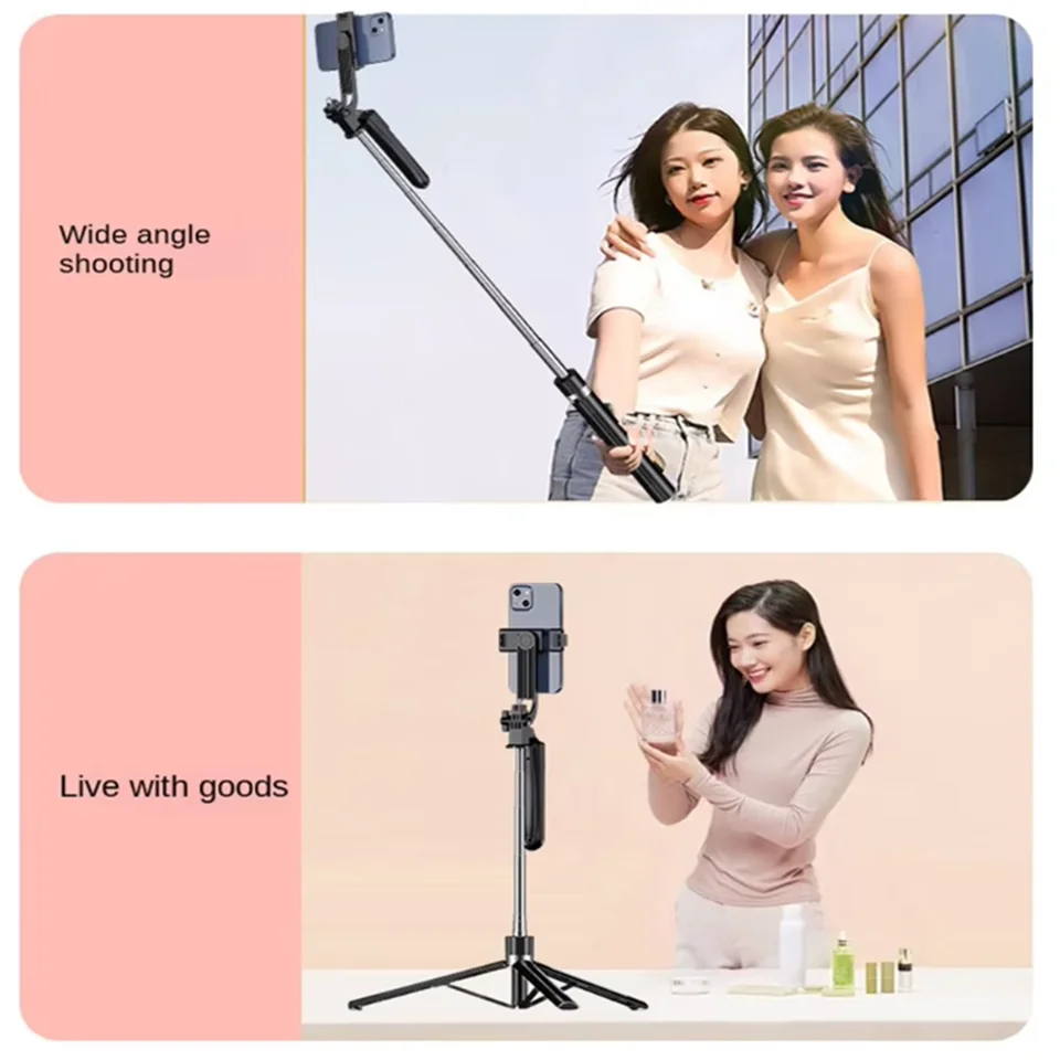 BSLIUFANG Selfie Stick Wireless Tripod Stand with Light Bluetooth Remote Extendable for Tiktok Live Streaming Handheld stability