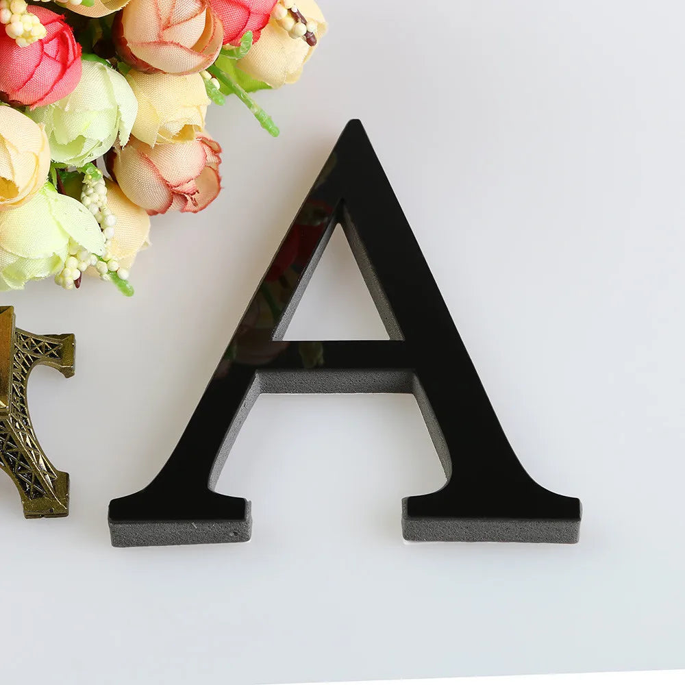 Gold English Letters Wall Stickers 20cm Acrylic Wall Art Alphabet Self-adhesive 3D Mirror+EVA Numbers Ornaments For Home Decor