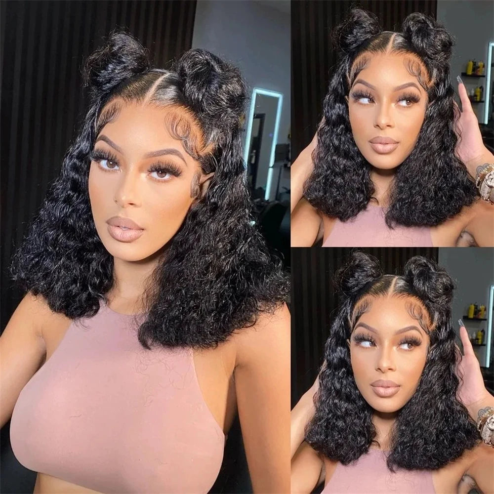 Brazilian Deep Wave Bob Wig - 100% Human Hair Lace Front Wig for Women