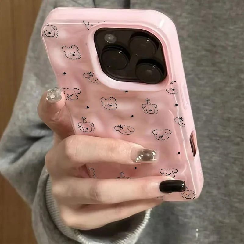 Cute Minimalist Full Puppies Soft Phone Case for iPhone 17 16 Pro Max 15 16 Pro 13 14 12 11 Pro Max Plus 16E 17Air Stylish Cover