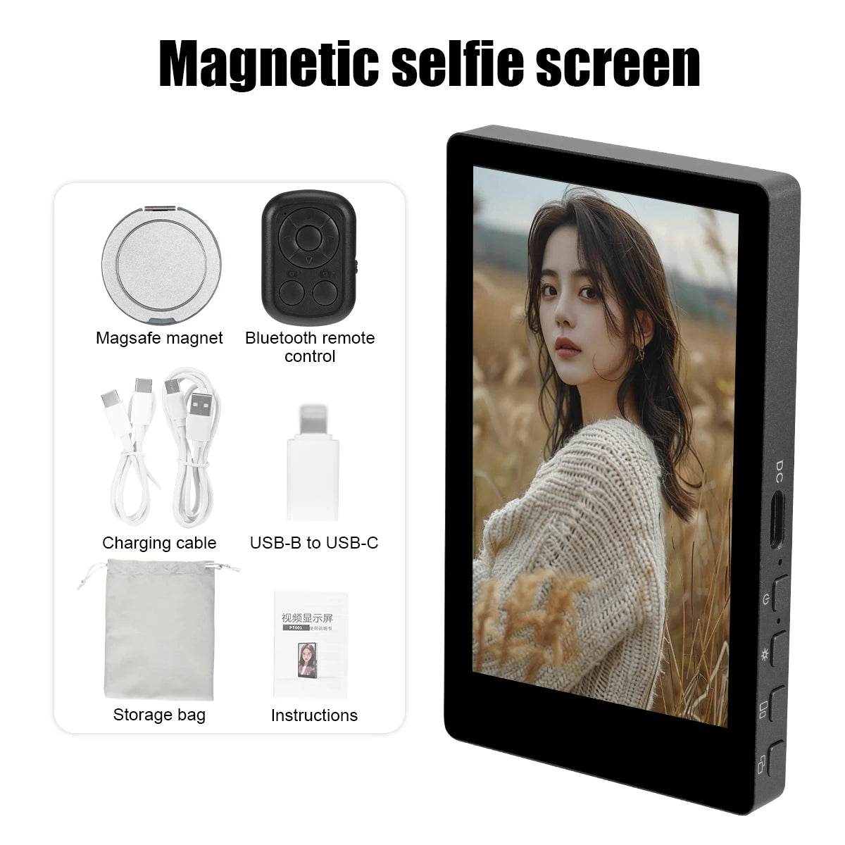 Mobile Phone Wireless Magnetic Selfie Monitor Screen For Smartphone Vlog Live Stream Video Recording for iPhone Android phone