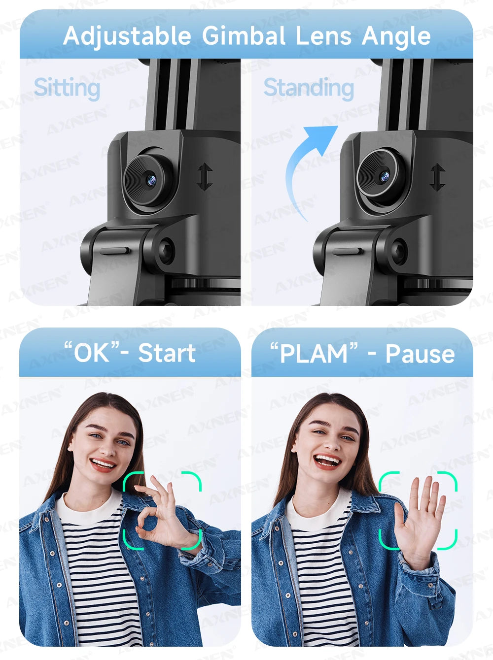 1630mm/64in C17 Tripod Selfie Stick 360° Auto Rotation Shooting Quadruped Phone Stand Face Track Bluetooth Remote Control Tripie