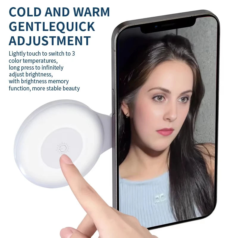 Portable Magnetic Mobile Phone Selfie Fill Light, Rechargeable Phone Selfie Light for Selfies/Photography/TikTok/live streaming