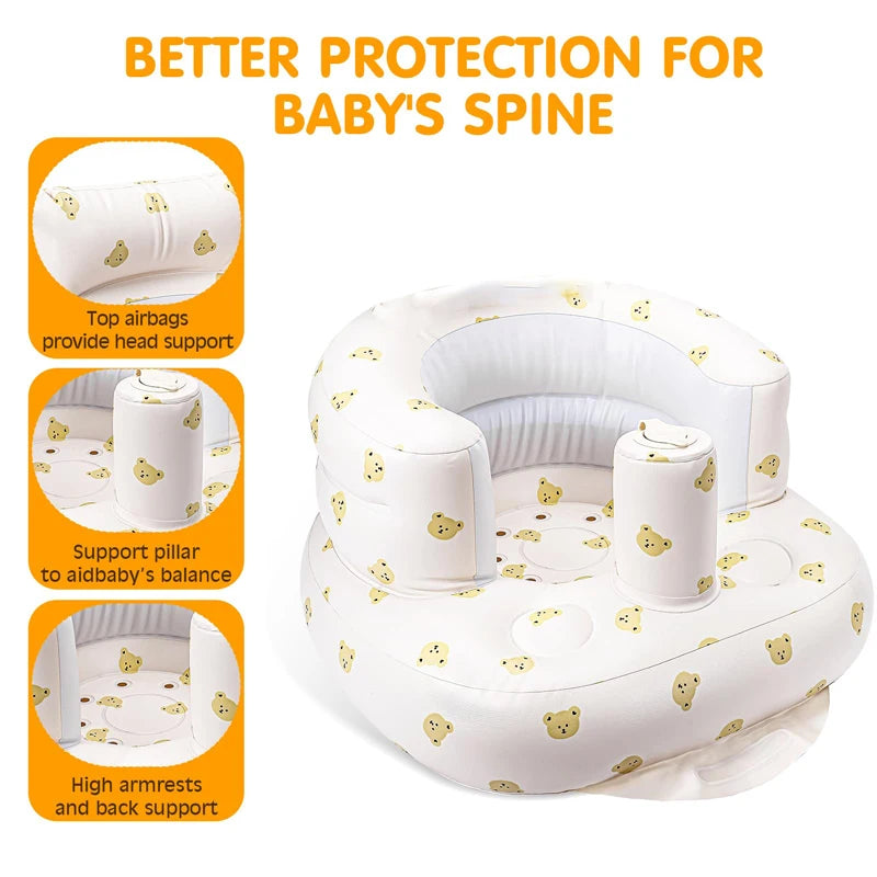 Inflatable Baby Seat for Babies 3-36 Months,Built in Air Pump Children Baby Sofa,Bumbo Seat for Learning to Sit,Feeding,Camping
