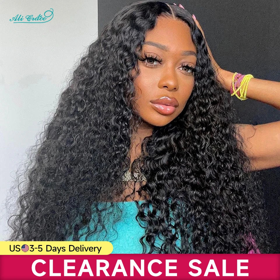 Ali Grace Deep Wave Hair Wigs 4x4 Lace Closure Human Hair Wigs For Women Pre-plucked Hairline Brazilian Deep Wave Closue Wigs