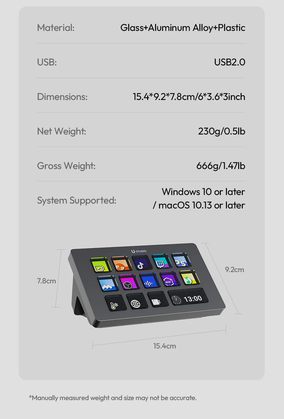 Ulanzi D200 Live Streaming Controller 13 LCD Keys for Gaming Office Work Vlog Content Creation Photo Video Editing