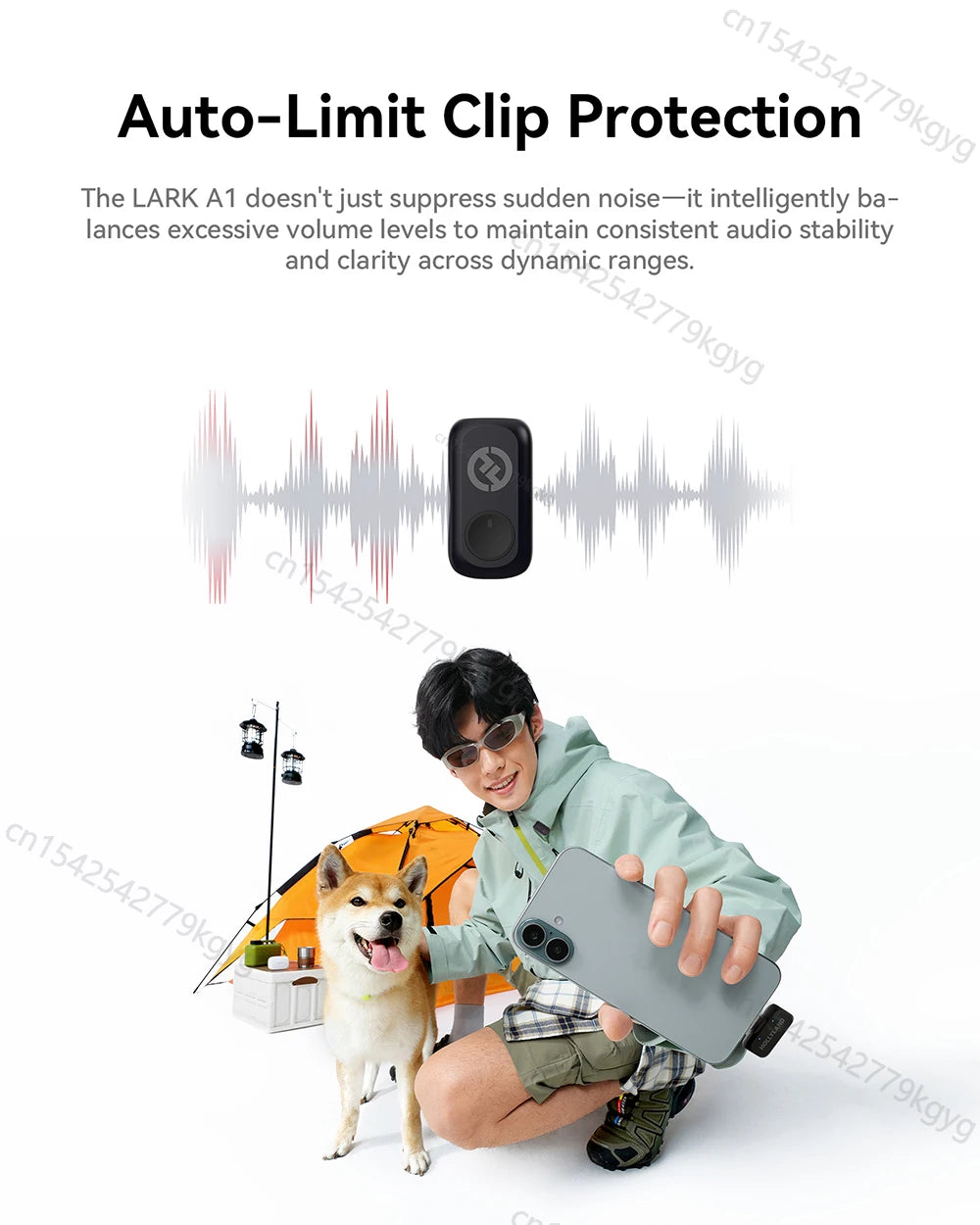 Hollyland LARK A1 Wireless Microphone for iPhone Android Micphone for Youtube Tiktok Vlogging Podcast Noise Cancellation Mic