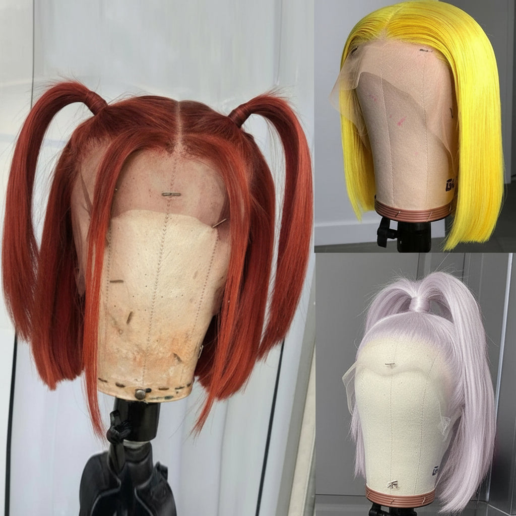 Premium Synthetic Lace Front Wig - Natural Wavy Brown Hair for Black Women | Pre-Plucked Swiss Lace