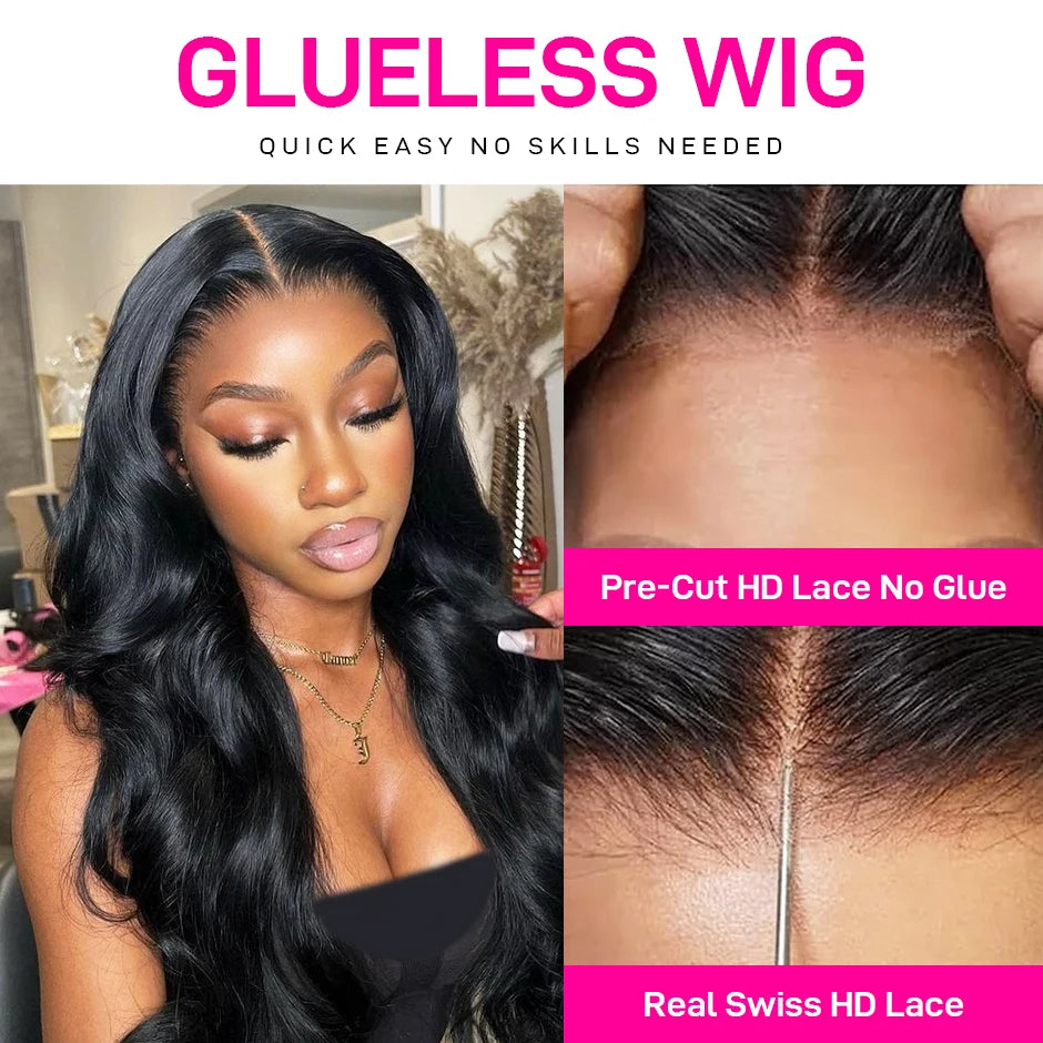 ISEE Hair Layered body wave 7x5 Glueless Wigs Human Hair Ready To Wear Preplucked Wear And Go Wigs ace Front Wigs PreCut Lace