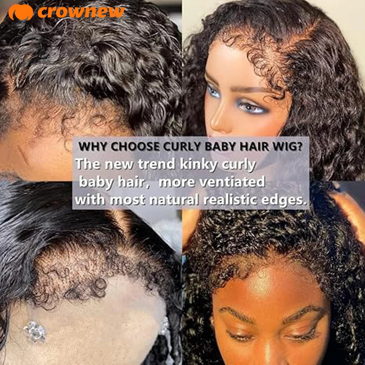 4C KinKy Edges Curly Baby Hair Natural Hairline Curly Lace Front Human Hair Wig 13X4 Hd Lace Front Human Hair Wig Preplucked Wig