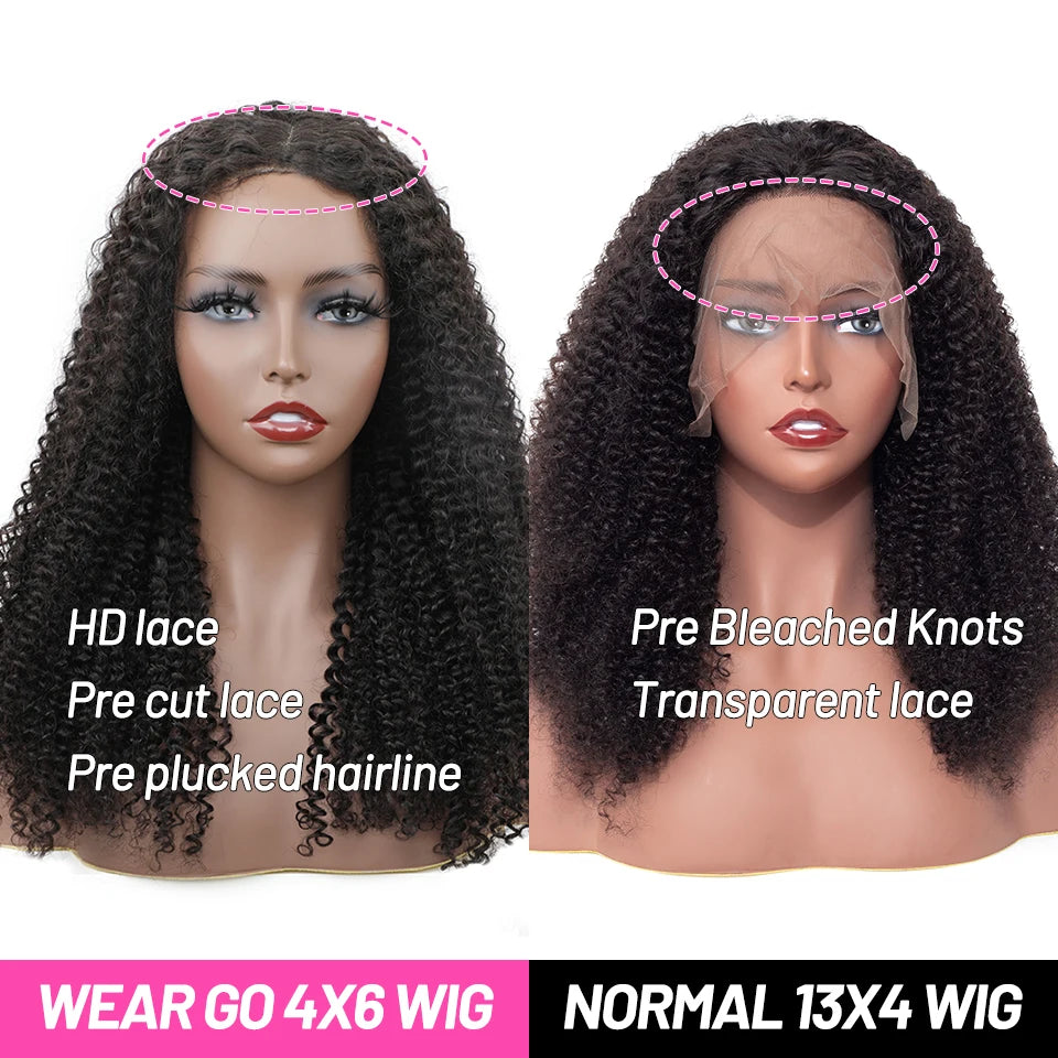 Wear Go Glueless Wig ISEE HAIR Mongolian Kinky Curly 7x5 HD Lace Wigs Ready To Wear 13X4 Lace Front Wig Pre Bleached Knots