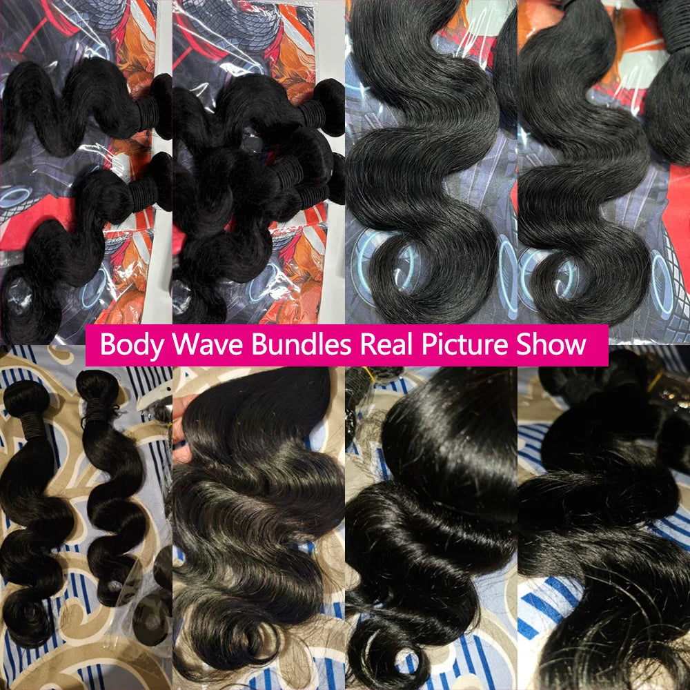 24 Inch Body Wave Human Hair Bundles - 12A Brazilian Raw Hair Weave Extensions (1-3 Bundles)