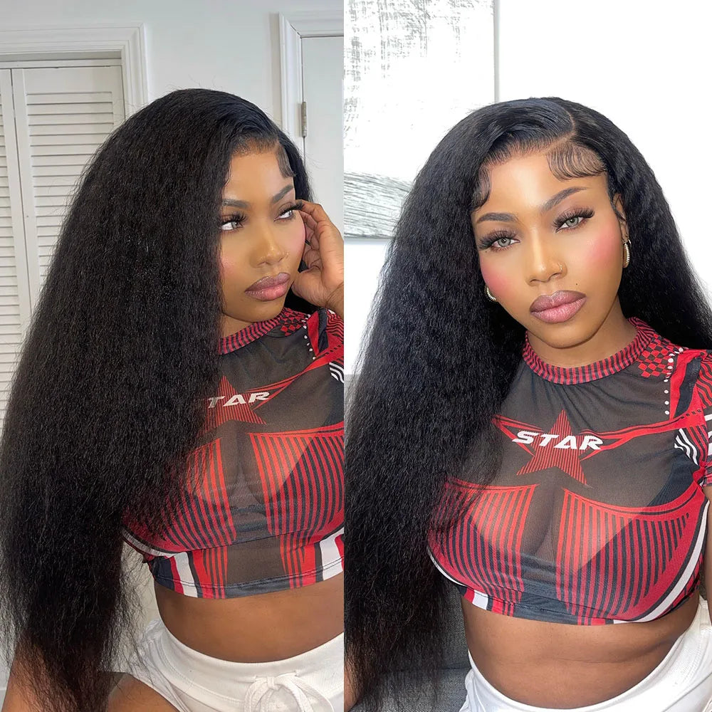 Kinky Straight 360 13x6 Full HD Lace Frontal Wig 6x6 Lace Closure Glueless Wig 30 Inch Yaki Straight Lace Front Wigs Human Hair