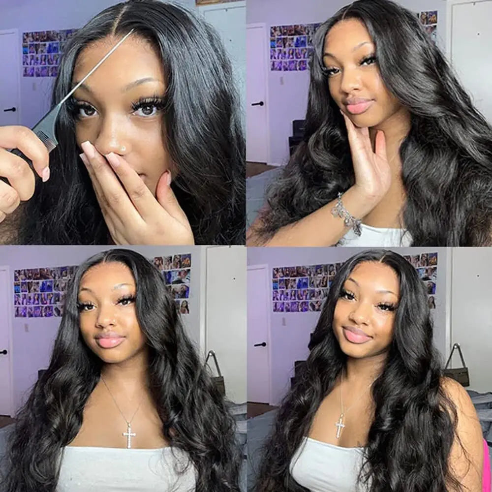 ISEE Hair Wear Go Body Wave Lace Front Wig Glueless Transparent Lace Closure Curly Human Hair Wigs Pre Cut PrePlucked Hair