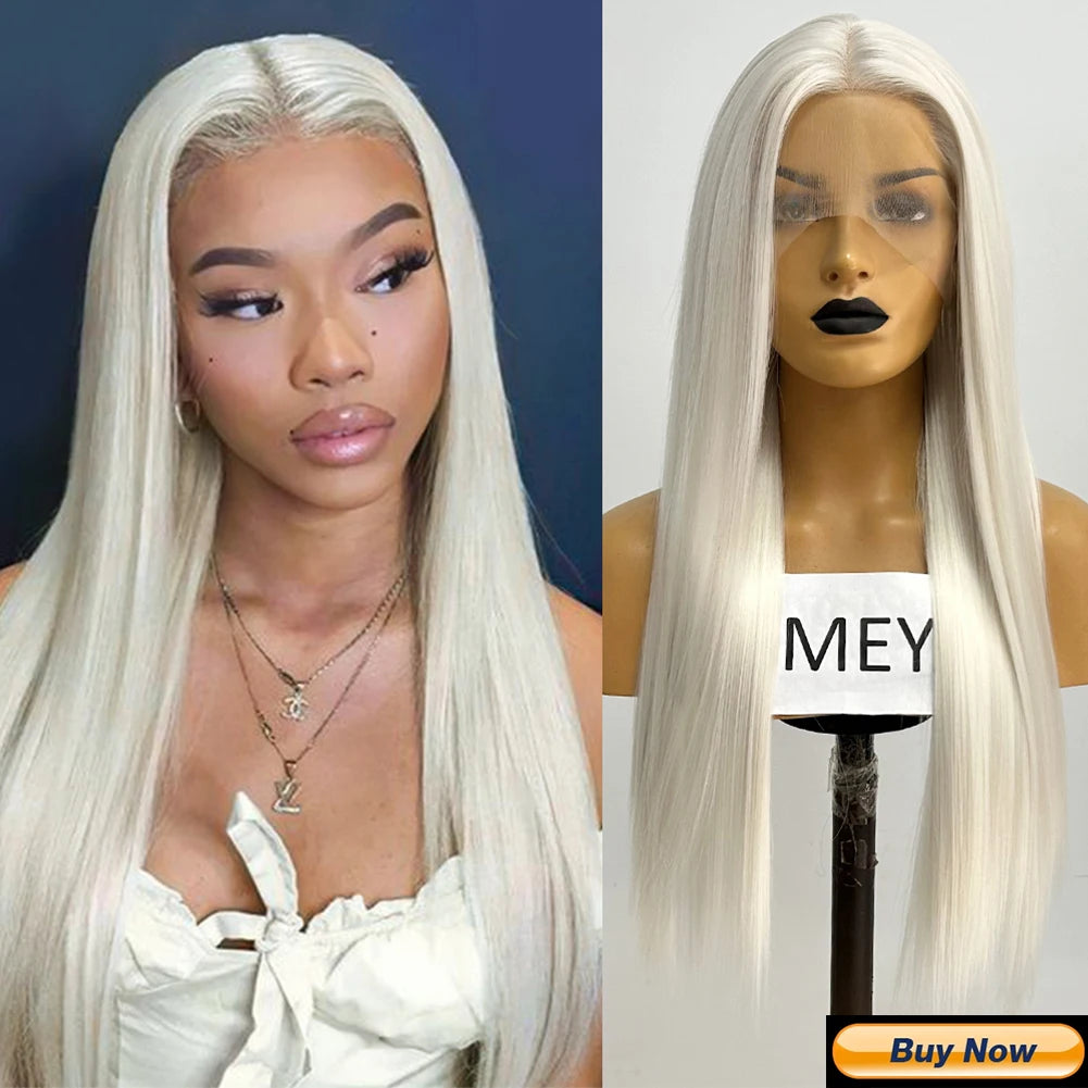 Premium Synthetic Lace Front Wig - Natural Wavy Brown Hair for Black Women | Pre-Plucked Swiss Lace