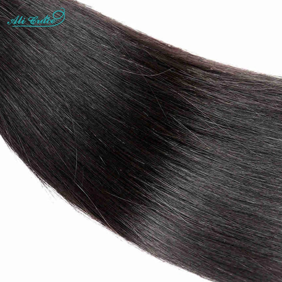 ALI GRACE Hair Brazilian Straight Human Hair 4 Bundles 100% Remy Human Hair Weaves Natural Color Straight Hair Bundle 10-28 inch