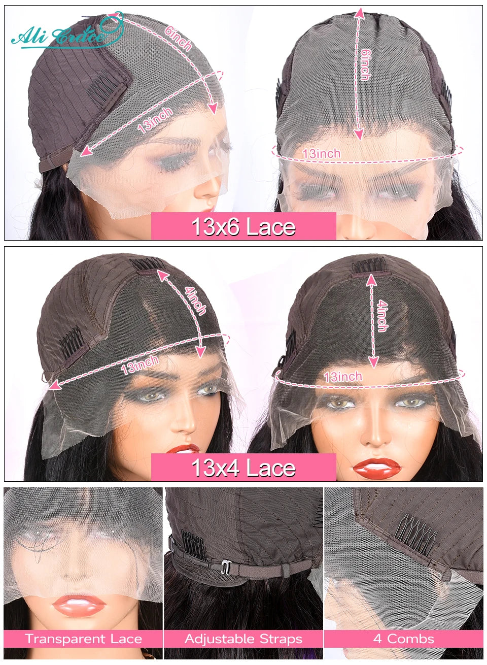 Ali Grace Pro-Series 13x6 Lace Front Wig Brazilian Body Wave Human Hair Wigs Pre-Plucked With Baby Hair 13x4 Lace Frontal Wigs