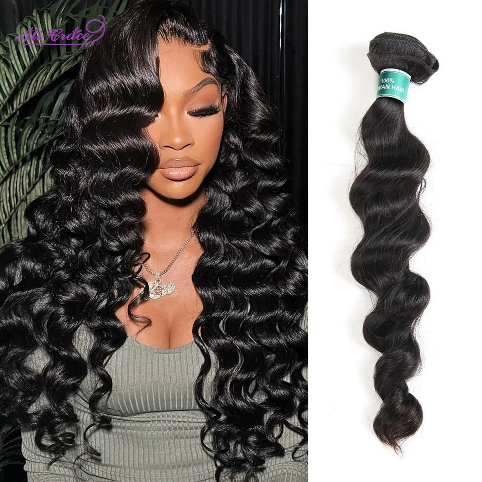 ALI GRACE Hair Peruvian Loose Wave Hair 1/3/4 PCS 100% Remy Hair Machine Double Weft Free Shipping Human Hair Bundles 10-28 inch