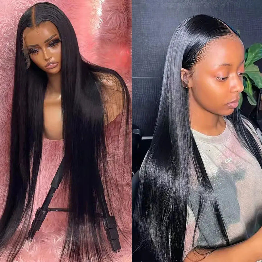 40 42 Inch 13x4 13x6 HD Transparent Bone Straight Lace Front Wigs 250 Density 360 Full Lace Brazilian Human Hair Wigs For Women